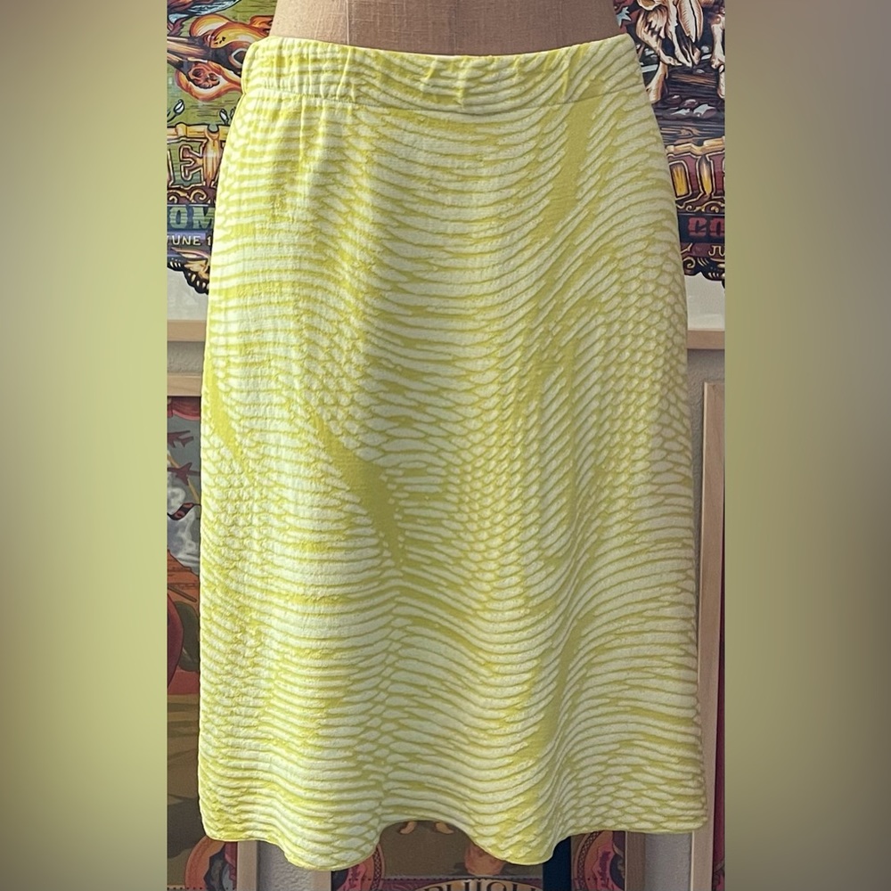 Aldomartins for Anthropologie lime/white patterned skirt  size large